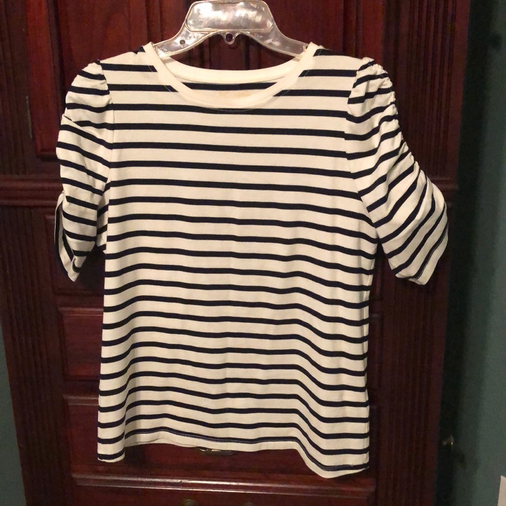 kate spade | ruched bubble sleeve | classic black stripe